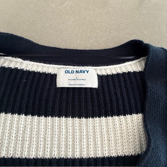 NWT Striped Lightweight Shaker-Stitch Cardigan Knit Button Sweater Sz Large NEW - Picture 2 of 5